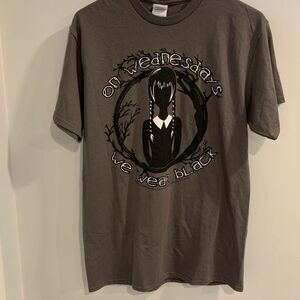 Wednesday  Gray and Black Short Sleeve Tee with Ornate Design